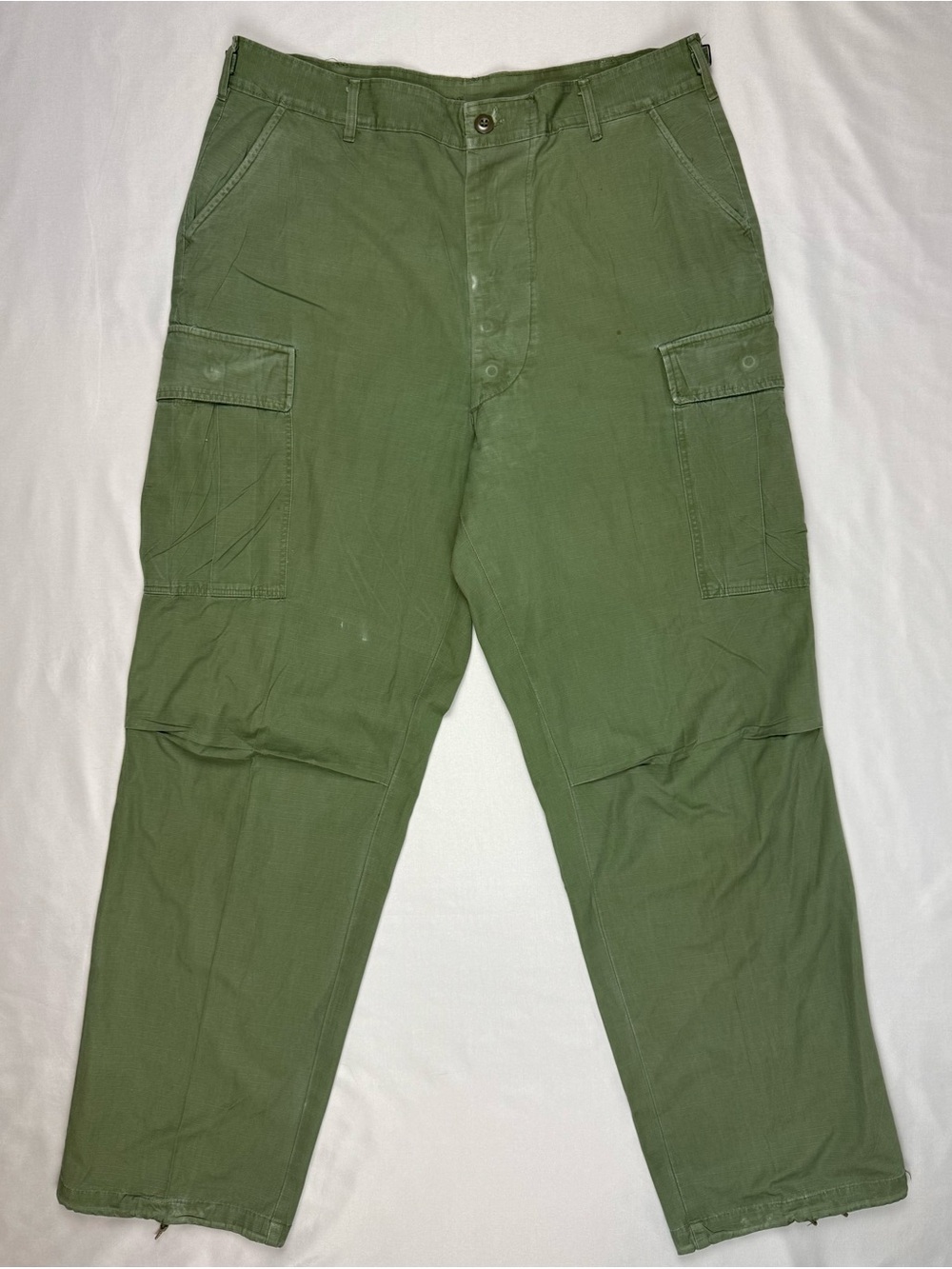 Vtg 60s OG-107 Ripstop Tropical Combat Trousers Large Long WR Poplin Vietnam A7